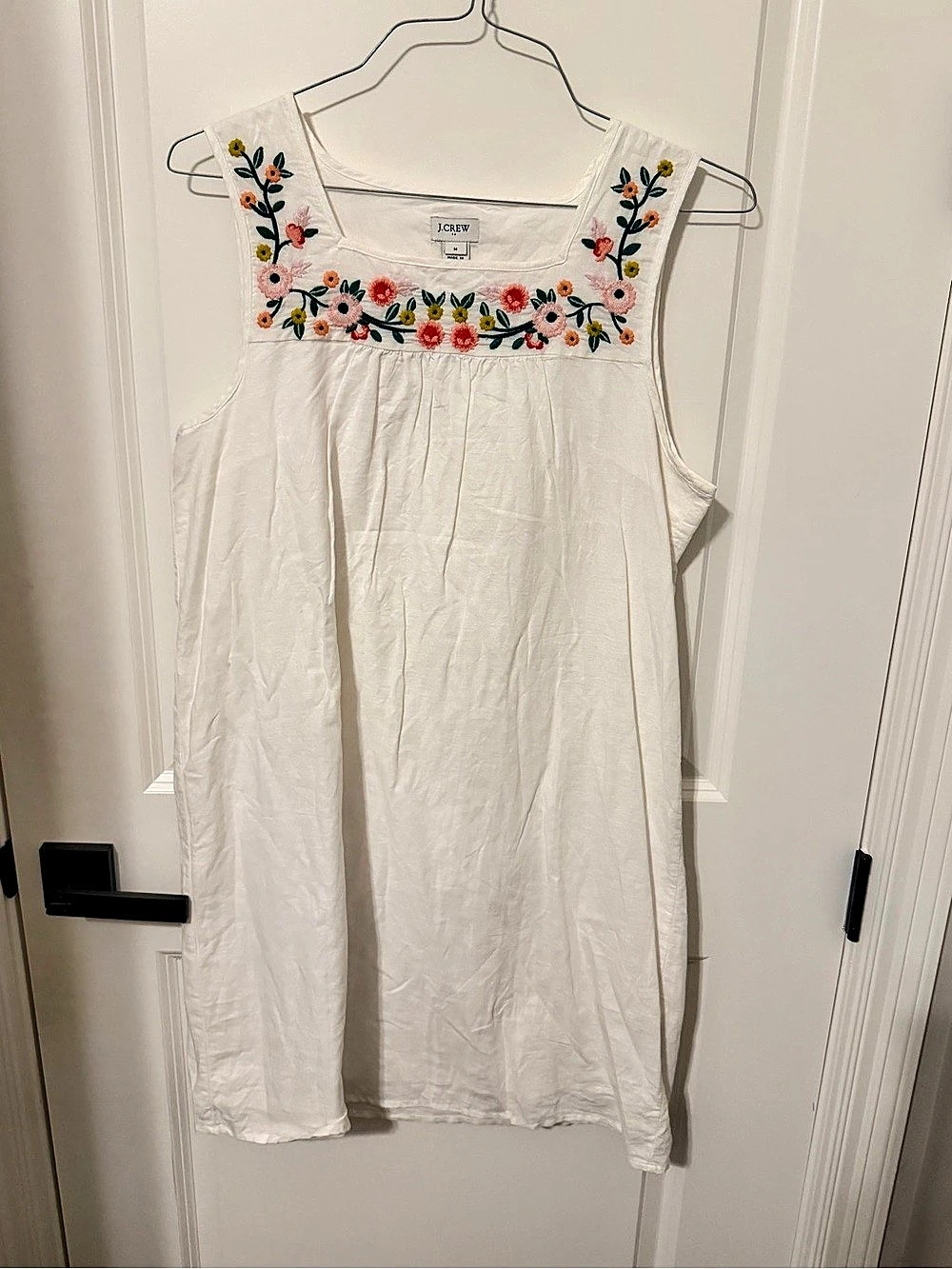 J.Crew Floral Embroidered Mini Dress in White Size Medium